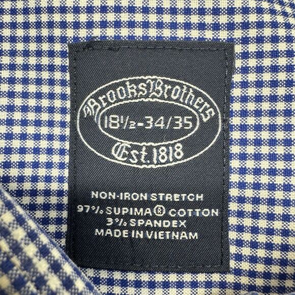 Brooks Brothers Stretch Supima No Iron Pinpoint Oxford Ainsley Shirt 18 1/2 34/5 - Picture 2 of 4